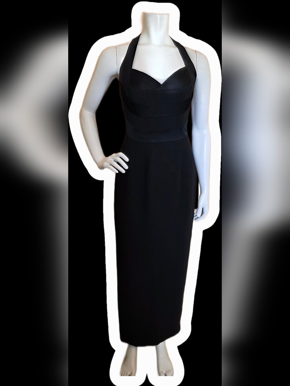 Vintage Black Halter Dress - Classic Elegant Evening Dress